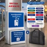 AEROLITE (40x30x15 cm) Maximale Größe für British Airways, KLM & Air France, Handgepäck-Tasche für unter den Sitz, Flugtasche, Reisetasche, Schwarz