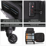 Aerolite Erweiterbarer Premium-Kabinenkoffer 55x40x23cm auf 55x40x26cm – Maximalgröße für Wizz Air Priority, Lufthansa, Eurowings, Norwegian – Leichter 4-Rollen Handgepäck-Trolley, 50L, Schwarz