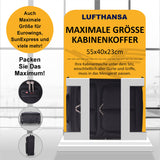 Aerolite Lufthansa Gepäck-Set – Kabinentrolley 55x40x20/23 + Unter-Sitz-Rucksack 40x30x10, Handgepäck für Lufthansa, Swiss, Austrian, Recycelt, Erweiterbar, Leicht, 10 Jahre Garantie