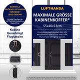 Aerolite 55x40x20 Erweiterbar 55x40x23 Lufthansa Eurowings Ryanair Höchstbetrag Leichter Handgepäck Handgepäckkoffer Koffer Bordgepäck Trolley Schwarz