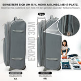 Aerolite Erweiterbarer Weichschalen-Handgepäckkoffer 55x40x20cm auf 55x40x23cm – Ryanair Priority, Wizz Air Priority, Lufthansa Max Größe – Leichter Kabinentrolley mit 2 Rollen