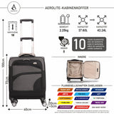 Aerolite Erweiterbarer 55x40x20cm bis 55x40x23cm 4-Rad Kabinentrolley – MAX-Größe für Ryanair Priority, Wizz Air & Lufthansa, Ultraleichter Weichschalen-Handgepäckkoffer mit TSA-Schloss
