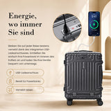 Aerolite M-Lite Kabinenkoffer mit Aluminiumrahmen 55 x 40 x 20 cm, Hinomoto STOP-Rollen, Reißverschlussloses TSA-Verschlusssystem, Frontfach für Laptop, 15 Jahre Garantie – Holzkohle
