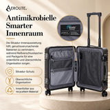 Aerolite M-Lite Kabinenkoffer mit Aluminiumrahmen 55 x 40 x 20 cm, Hinomoto STOP-Rollen, Reißverschlussloses TSA-Verschlusssystem, Frontfach für Laptop, 15 Jahre Garantie – Holzkohle
