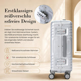 Aerolite M-Lite Kabinenkoffer mit Aluminiumrahmen 55 x 40 x 20 cm, Hinomoto STOP-Rollen, Reißverschlussloses TSA-Verschlusssystem, Frontfach für Laptop, 15 Jahre Garantie – Silber