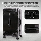 Aerolite Koffer ohne Reißverschluss, Premium Hartschalenkoffer mit Aluminiumrahmen, TSA-Sicherheitsverschluss, leise Hinomoto-Rollen, 97,6 L großes Reisegepäck - Schwarz