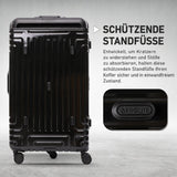 Aerolite Koffer ohne Reißverschluss, Premium Hartschalenkoffer mit Aluminiumrahmen, TSA-Sicherheitsverschluss, leise Hinomoto-Rollen, 97,6 L großes Reisegepäck - Schwarz