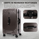 Aerolite Koffer ohne Reißverschluss, Premium Hartschalenkoffer mit Aluminiumrahmen, TSA-Sicherheitsverschluss, leise Hinomoto-Rollen, 97,6 L großes Reisegepäck - Holzkohle
