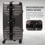 Aerolite Koffer ohne Reißverschluss, Premium Hartschalenkoffer mit Aluminiumrahmen, TSA-Sicherheitsverschluss, leise Hinomoto-Rollen, 97,6 L großes Reisegepäck - Holzkohle