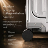 Aerolite M-Lite Premium Kabinenkoffer aus Vollaluminium mit Frontfach für Laptop, TSA-Kofferverschlüssen ohne Reißverschluss, USB-Ladeanschluss, Flaschenhalter & 15 Jahre Garantie – Silber