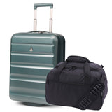 Aerolite Ryanair Priority Max Handgepäck-Set – 55x40x20 cm erweiterbarer Hartschalenkoffer 40–46L + neue Ryanair-Größe 40x30x20 cm Eco-Unter­sitz-Reisetasche 24L (Grün + Schwarz)