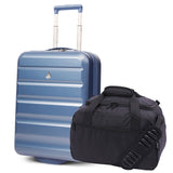 Aerolite Ryanair Priority Max Kabinengepäck-Set – Erweiterbarer 55x40x20 cm Hartschalenkoffer 40–46 l + Neue Ryanair-Größe 40x30x20 cm Öko-Untersitz-Tasche 24 l (Blau + Schwarz)