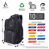 Aerolite 40x20x25cm Ryanair Maximaler Premium Ökofreundlicher Rucksack mit abnehmbarer kleiner Tragetasche, wasserabweisender Kabinenrucksack mit 10 Jahren Markengarantie