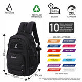 Aerolite 40x20x25cm Ryanair Maximaler Premium Qualität Ökofreundlicher Taktischer Rucksack, wasserabweisender Rucksack für Camping, Wandern, Trekking, 20L als Handgepäck zugelassener Reiserucksack für das Flugzeug mit 10 Jahren Garantie