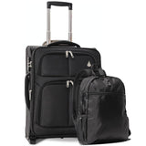 Aerolite Lufthansa Gepäck-Set – Kabinentrolley 55x40x20/23 + Unter-Sitz-Rucksack 40x30x10, Handgepäck für Lufthansa, Swiss, Austrian, Recycelt, Erweiterbar, Leicht, 10 Jahre Garantie