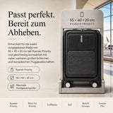 Aerolite FLX Kabinenkoffer mit Frontöffnung 55 x 40 x 20/23 cm, erweiterbares Handgepäck mit Laptopfach, USB-Ladefunktion, TSA-Schloss & leisen Rollen – Schwarz