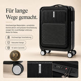 Aerolite FLX Kabinenkoffer mit Frontöffnung 55 x 40 x 20/23 cm, erweiterbares Handgepäck mit Laptopfach, USB-Ladefunktion, TSA-Schloss & leisen Rollen – Schwarz
