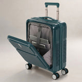 Aerolite FLX Kabinenkoffer mit Frontöffnung 55 x 40 x 20/23 cm, erweiterbares Handgepäck mit Laptopfach, USB-Ladefunktion, TSA-Schloss & leisen Rollen – Grün