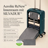 Aerolite FLX Kabinenkoffer mit Frontöffnung 55 x 40 x 20/23 cm, erweiterbares Handgepäck mit Laptopfach, USB-Ladefunktion, TSA-Schloss & leisen Rollen – Grün