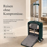 Aerolite FLX Kabinenkoffer mit Frontöffnung 55 x 40 x 20/23 cm, erweiterbares Handgepäck mit Laptopfach, USB-Ladefunktion, TSA-Schloss & leisen Rollen – Grün