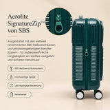 Aerolite FLX Kabinenkoffer mit Frontöffnung 55 x 40 x 20/23 cm, erweiterbares Handgepäck mit Laptopfach, USB-Ladefunktion, TSA-Schloss & leisen Rollen – Grün