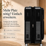 Aerolite FLX™ Premium Front-Loading großer Koffer, erweiterbar auf 125 l, leichte PC-Alloy-Hartschale, 8 Spinnerrollen, TSA-Schloss, Aufgabegepäck – Schwarz