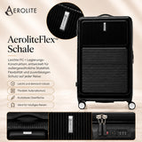 Aerolite FLX™ Premium Front-Loading großer Koffer, erweiterbar auf 125 l, leichte PC-Alloy-Hartschale, 8 Spinnerrollen, TSA-Schloss, Aufgabegepäck – Schwarz