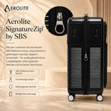 Aerolite FLX™ Premium Front-Loading großer Koffer, erweiterbar auf 125 l, leichte PC-Alloy-Hartschale, 8 Spinnerrollen, TSA-Schloss, Aufgabegepäck – Schwarz