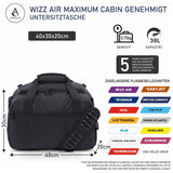 Aerolite 40 x 30 x 20 Wizz Air Kabinentaschen in maximaler Größe mit 5 Jahren Garantie, Faltbare Premium-Handgepäcktasche, Reisetasche, kleines, leichtes Handgepäck unter dem Sitz, Flugreise-Seesack
