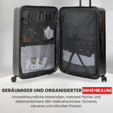 Aerolite M-Lite 29“ Großer Koffer - Langlebiges PP Polypropylen, 76x50x30cm Check-In Gepäck, USB Aufladung, TSA Schloss, Telefonhalter, Geräuscharme Hinomoto Räder