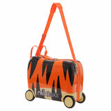 MiniMax 45x36x20cm 29L Kinder-Ride-On-Koffer 4er-Set inkl. Turnbeutel, Nackenkissen & 50+ Personalisierungsaufkleber, EasyJet Max Größe Kinder-Rollkoffer Handgepäck 45x36x20 (Tiger)