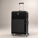 Aerolite FLX™ Premium Front-Loading großer Koffer, erweiterbar auf 125 l, leichte PC-Alloy-Hartschale, 8 Spinnerrollen, TSA-Schloss, Aufgabegepäck – Schwarz