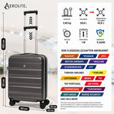Aerolite Erweiterbarer Lufthansa Handgepäck Koffer 55×40×23cm bis 55×40×20 cm - Kabinenkoffer mit TSA-Schloss, 8 Doppelrollen & robuster ABS-Polycarbonat-Hartschale, passend für Lufthansa & Ryanair Priority (Graphite Shadow)
