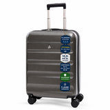 Aerolite Erweiterbarer Lufthansa Handgepäck Koffer 55×40×23cm bis 55×40×20 cm - Kabinenkoffer mit TSA-Schloss, 8 Doppelrollen & robuster ABS-Polycarbonat-Hartschale, passend für Lufthansa & Ryanair Priority (Graphite Shadow)