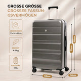 Aerolite Großer Hartschalenkoffer 28" (100 L) aus ABS-Polycarbonat, 4 Doppelrollen, TSA-Zahlenschloss, Leichtes Aufgabegepäck – Graphite Shadow