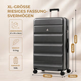 Aerolite Premium Hartschalenkoffer 32 Zoll – Extra großes Aufgabegepäck (144 L) mit TSA-Zahlenschloss, 8 Doppelrollen, ABS-Polycarbonat-Hartschale & organisiertem Innenraum (Graphite Shadow)