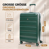 Aerolite Premium Hartschalenkoffer 32 Zoll – Extra großes Aufgabegepäck (144 L) mit TSA-Zahlenschloss, 8 Doppelrollen, ABS-Polycarbonat-Hartschale & organisiertem Innenraum (Waldgrün)