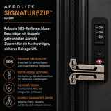 Aerolite Erweiterbarer Lufthansa Handgepäck Koffer 55 × 40 × 20 cm bis 55 × 40 × 23 cm – Kabinenkoffer mit TSA-Schloss, 8 Doppelrollen & robuster ABS-Polycarbonat-Hartschale, passend für Lufthansa, Wizz Air Priority & Ryanair Priority (Graphite Shadow)