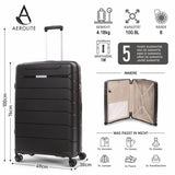 Aerolite Premium PP 2er-Kofferset – Leichte Polypropylen-Hartschalenkoffer mit 4 Doppel-Spinnerrollen & TSA-Schloss, erweiterbarer Kabinenkoffer (21”), großer Koffer (28”), inkl. erweiterbarem Handgepäck – Schwarz