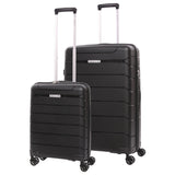 Aerolite Premium PP 2er-Kofferset – Leichte Polypropylen-Hartschalenkoffer mit 4 Doppel-Spinnerrollen & TSA-Schloss, erweiterbarer Kabinenkoffer (21”), großer Koffer (28”), inkl. erweiterbarem Handgepäck – Schwarz