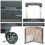 Aerolite Premium PP 2er-Kofferset – Leichte Polypropylen-Hartschalenkoffer mit 4 Doppel-Spinnerrollen & TSA-Schloss, erweiterbarer Kabinenkoffer (21”), großer Koffer (28”), inkl. erweiterbarem Handgepäck – Dunkelgrün