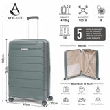 Aerolite Premium PP 2er-Kofferset – Leichte Polypropylen-Hartschalenkoffer mit 4 Doppel-Spinnerrollen & TSA-Schloss, erweiterbarer Kabinenkoffer (21”), großer Koffer (28”), inkl. erweiterbarem Handgepäck – Dunkelgrün