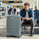 Aerolite Premium PP 2er-Kofferset – Leichte Polypropylen-Hartschalenkoffer mit 4 Doppel-Spinnerrollen & TSA-Schloss, erweiterbarer Kabinenkoffer (21”), großer Koffer (28”), inkl. erweiterbarem Handgepäck – Dunkelgrün