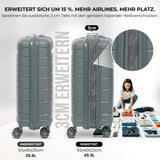 Aerolite Premium PP 2er-Kofferset – Leichte Polypropylen-Hartschalenkoffer mit 4 Doppel-Spinnerrollen & TSA-Schloss, erweiterbarer Kabinenkoffer (21”), großer Koffer (28”), inkl. erweiterbarem Handgepäck – Dunkelgrün