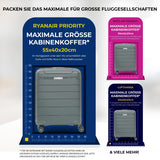 Aerolite PP Kabinenkoffer 55x40x20–23 cm Erweiterbar – Lufthansa Max Größe, Ryanair & Wizz Air Priority Handgepäck, Leichter Hartschalen Trolley mit YKK Reißverschluss, TSA Schloss & 4 Rollen