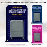Aerolite PP Kabinenkoffer 55x40x20–23 cm Erweiterbar – Lufthansa Max Größe, Ryanair & Wizz Air Priority Handgepäck, Leichter Hartschalen Trolley mit YKK Reißverschluss, TSA Schloss & 4 Rollen (2er-Set)