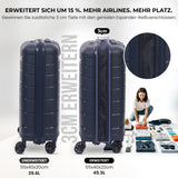 Aerolite Premium PP 2er-Kofferset – Leichte Polypropylen-Hartschalenkoffer mit 4 Doppel-Spinnerrollen & TSA-Schloss, erweiterbarer Kabinenkoffer (21”), großer Koffer (28”), inkl. erweiterbarem Handgepäck – Marine