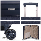 Aerolite Premium PP 2er-Kofferset – Leichte Polypropylen-Hartschalenkoffer mit 4 Doppel-Spinnerrollen & TSA-Schloss, erweiterbarer Kabinenkoffer (21”), großer Koffer (28”), inkl. erweiterbarem Handgepäck – Marine