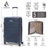 Aerolite Premium PP 2er-Kofferset – Leichte Polypropylen-Hartschalenkoffer mit 4 Doppel-Spinnerrollen & TSA-Schloss, erweiterbarer Kabinenkoffer (21”), großer Koffer (28”), inkl. erweiterbarem Handgepäck – Marine