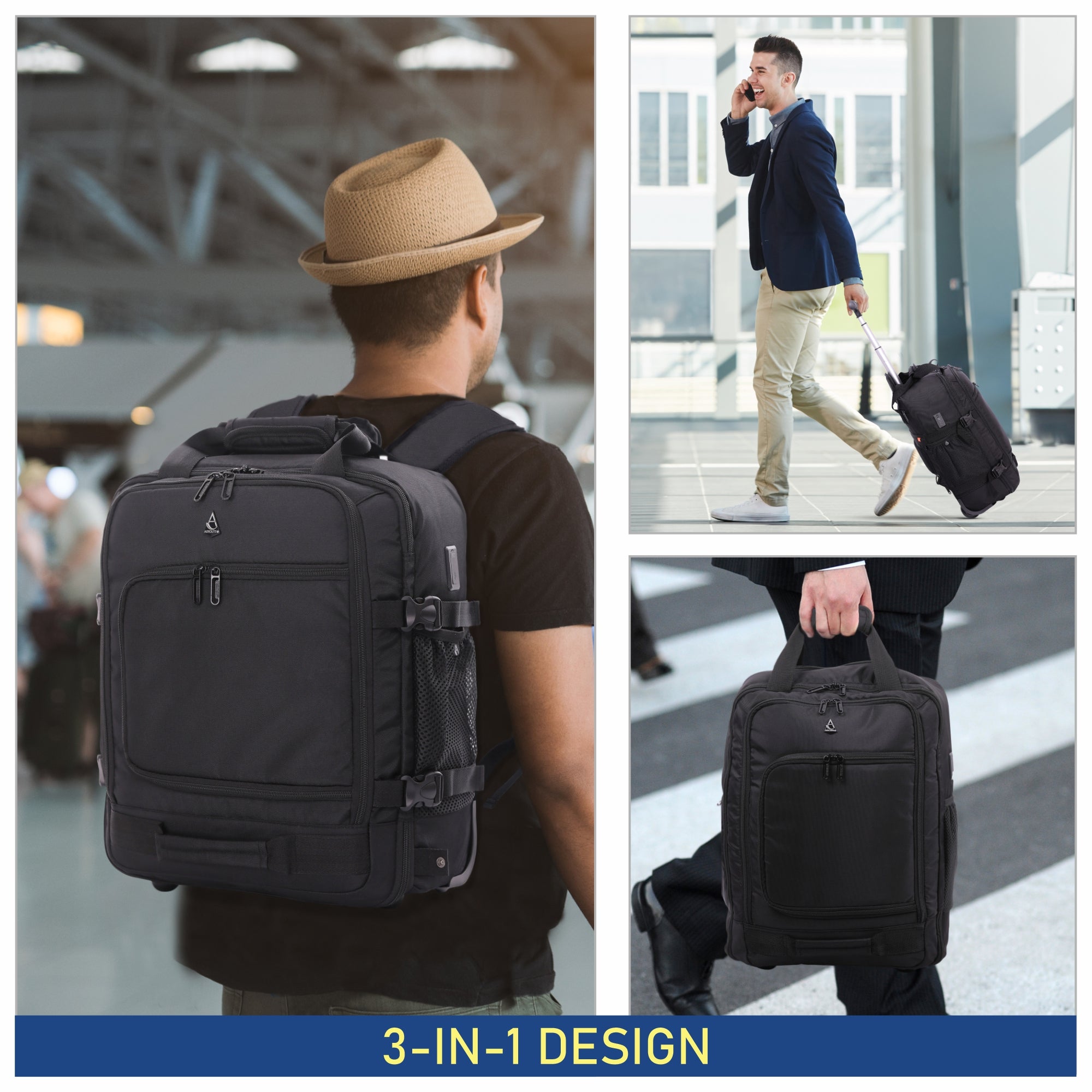 Aerolite 45x36x20cm Easyjet Maximalgröße Premium Rucksack-Trolley mit ...